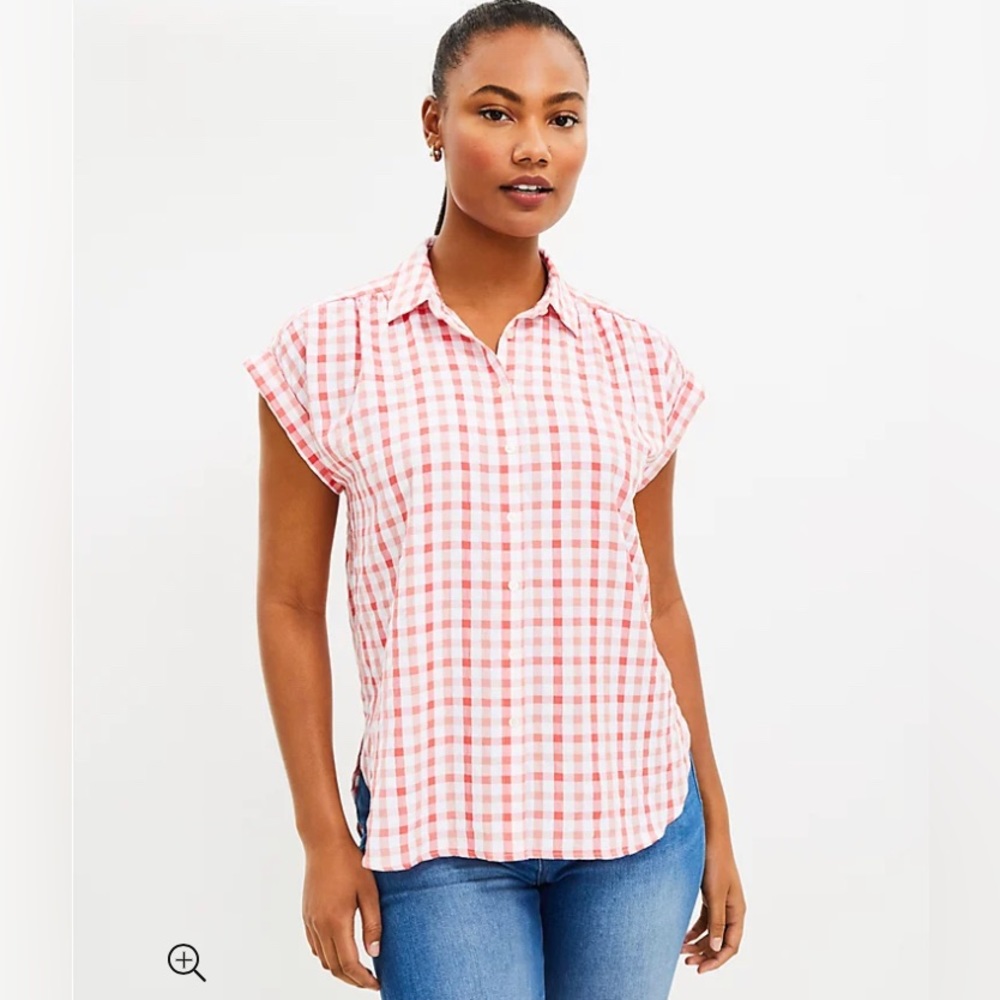LOFT NWT Plaid Dolman Everyday Button‎ Down Shirt